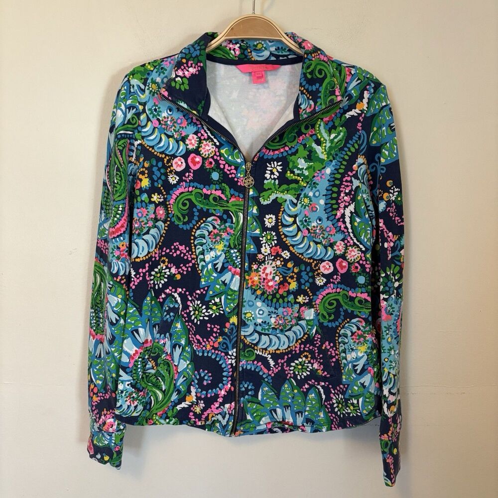 Lilly Pulitzer Leona Jacket Take Me‎ To The Sea XS Preppy Coastal Blue Vacation